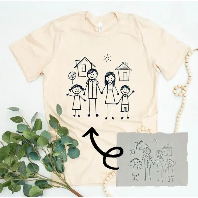 Custom Drawing T Shirt Kids Photo Kid Art For Mom Dad Actual