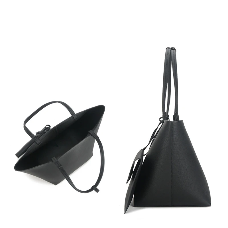 Donna-in Top Layer Cowhide Tote Bag Genuine Leather Large Capacity Shoulder Bucket Bag Full Grained for Casual Commute