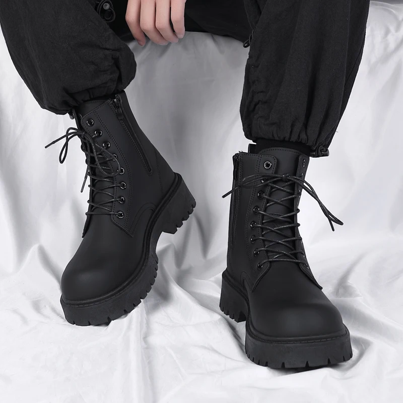 

High Top Boots for Men Fashion Anti Slip Men's Motorcycle Boots British Style Men's Short Boots High-end Men's Boot Botas Hombre
