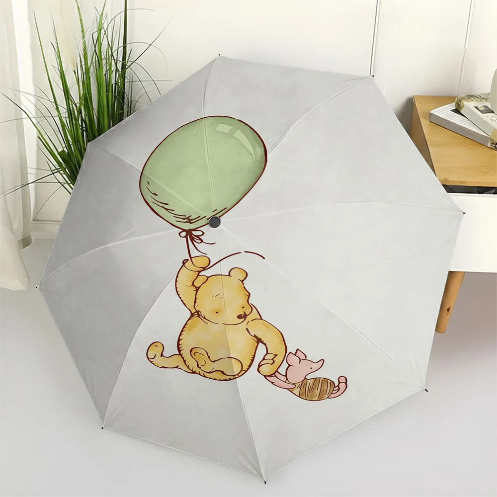 

Автоматический складной зонт с акварельным принтом Дисней Винни-Пух и Пиглет с зелеными шариками, ветрозащитный, водонепроницаемый, для путешествий