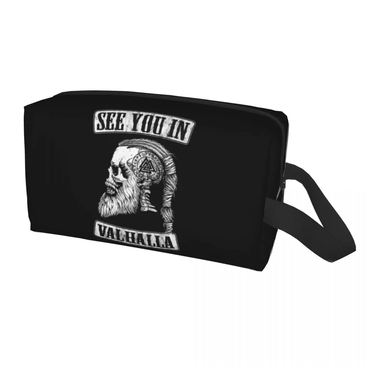 Cute See You In Valhalla Skull Viking Toiletry Bag Norse Odin Ragnar Warrior Makeup Cosmetic Organizer Beauty Storage Dopp Kit