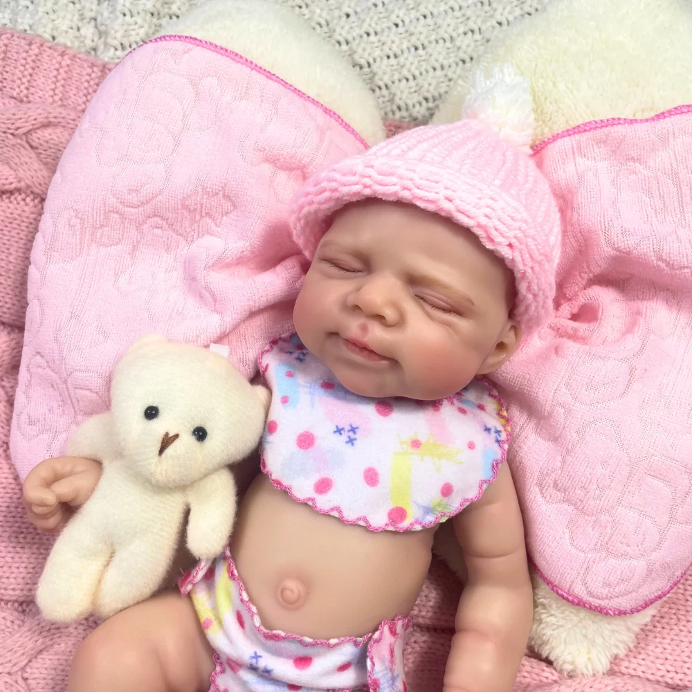미니 13 인치 페인트 된 다시 태어난 실리콘 아기 인형 Pascale 프로토 타입 전체 고체 실리콘 빨 수있는 소녀 인형 장난감 선물