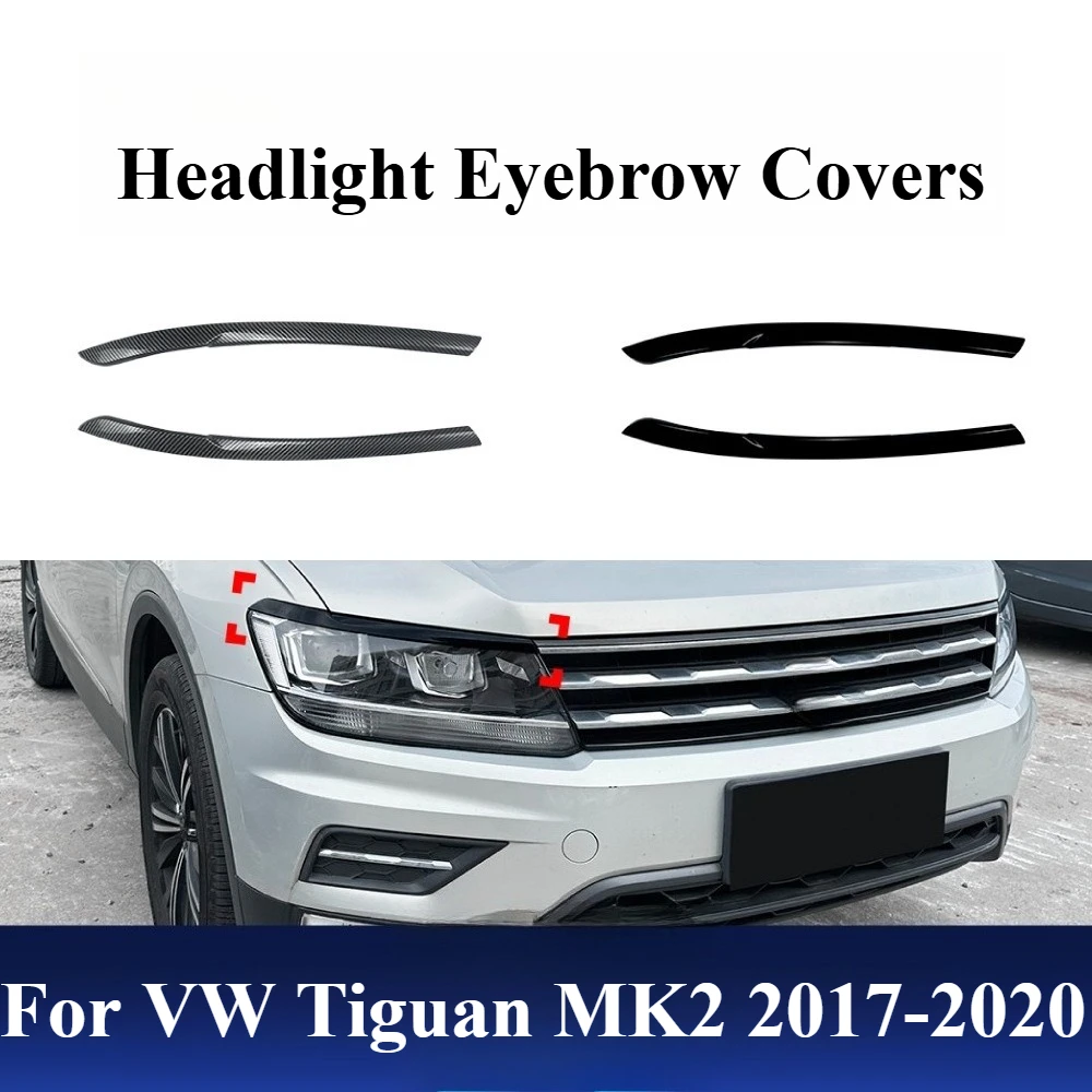 

For VW Tiguan MK2 2017-2020 Gloss Black Headlight Eyebrow Covers - High-Gloss ABS Plastic Trim Snap-On Install No Tools Needed