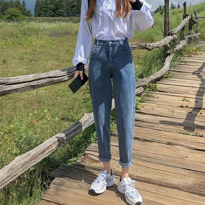 กางเกงยีนส์คาร์โก้ทรงวินเทจสำหรับผู้หญิง สไตล์ฮาราจูกุ ทรงขากว้างแบบอเมริกันเรโทร กางเกงเดนิมทรงหลวม สไตล์กยารุ สตรีทแวร์