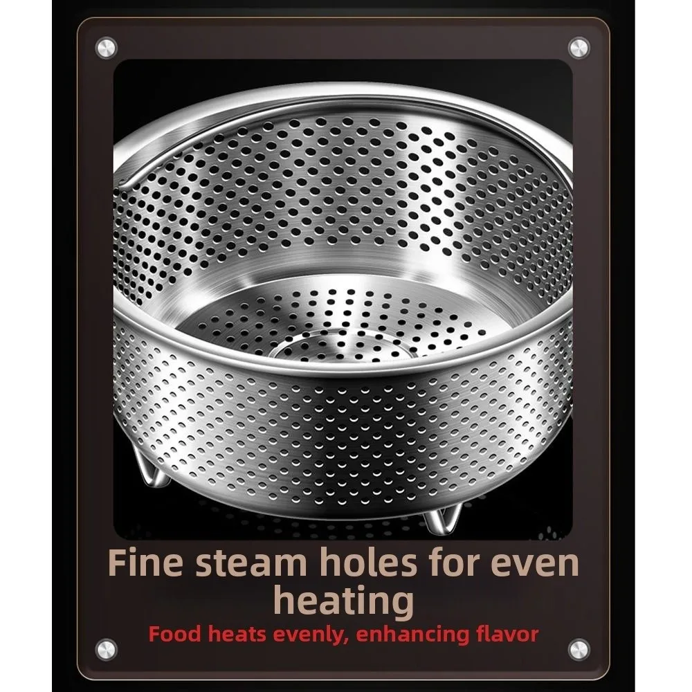 

Stainless Steel Food Steamer Rack Food-Grade Heat Resistant Steaming Tray Water Resistant Drainable Holes Vegetable Drainer