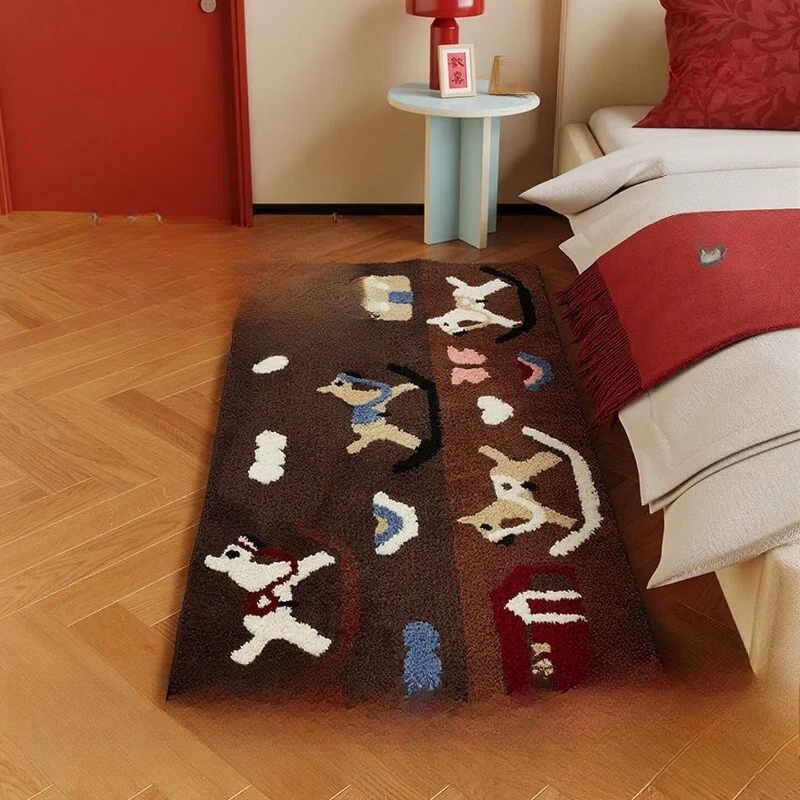 COMICOMI Flocking New Year's Red Pony Master Bedroom Bedside Carpet Living Room Premium Plush Floor Mat in Front of Bed