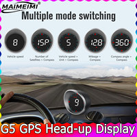 G5 GPS HUD Gauge Smart Digital Speedometer Mileage Meter MPH KMH Overspeed Alarm Head Up Display for All Car Universal Compass