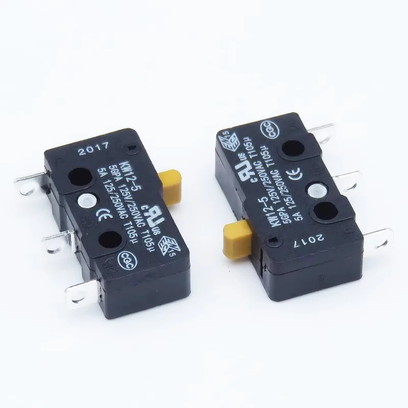 1~5PCS/LOT Silver contact KW12-5 High button travel limit small micro switch 3 pin 5A 250VAC