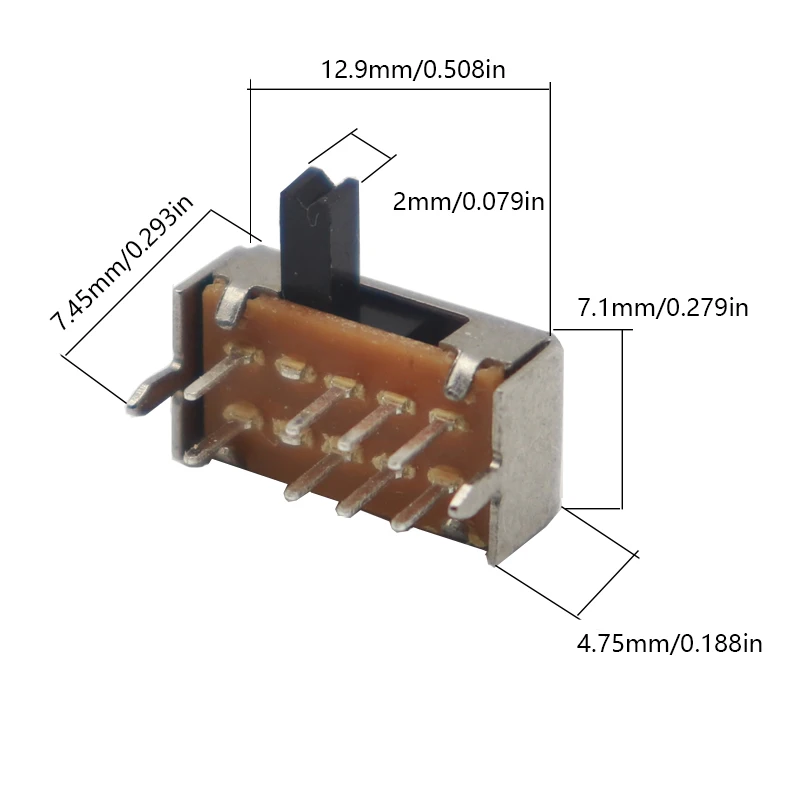【50-10PCS】SK-23D07 2P3T 8Pin Handle High 4mm 3Position DP3T Miniature Slide Switch Side Adjustment SK23D07 VG4
