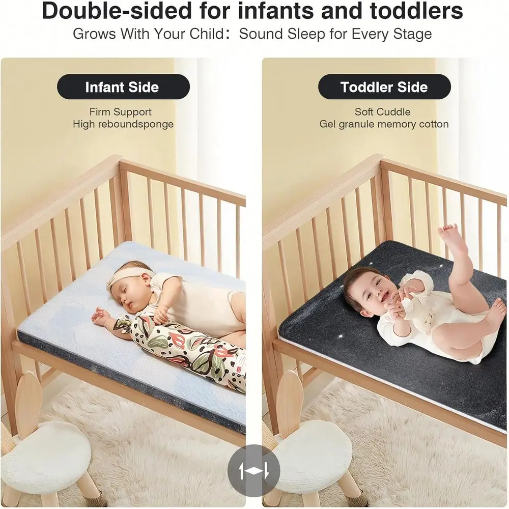 Dual-Sided Comfort Baby and Toddler Crib Mattress with Cool Gel Memory Foam, Triple-Layer Breathable Premium Baby-Mattress for I