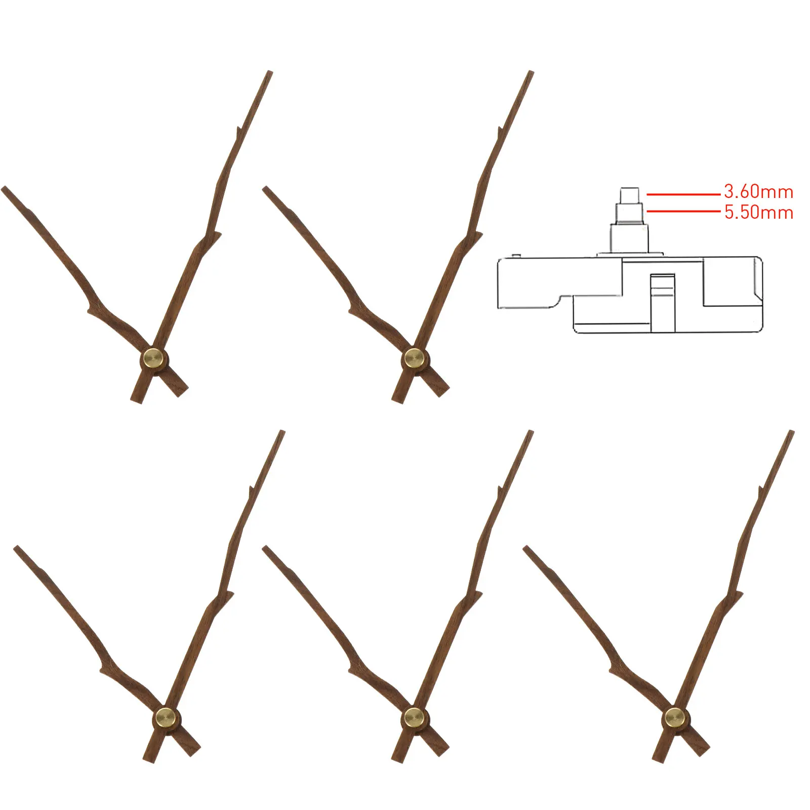 

5 Sets Wooden Hand Clock Diy Parts Vintage Replacement Hands Movement Accessories Repair