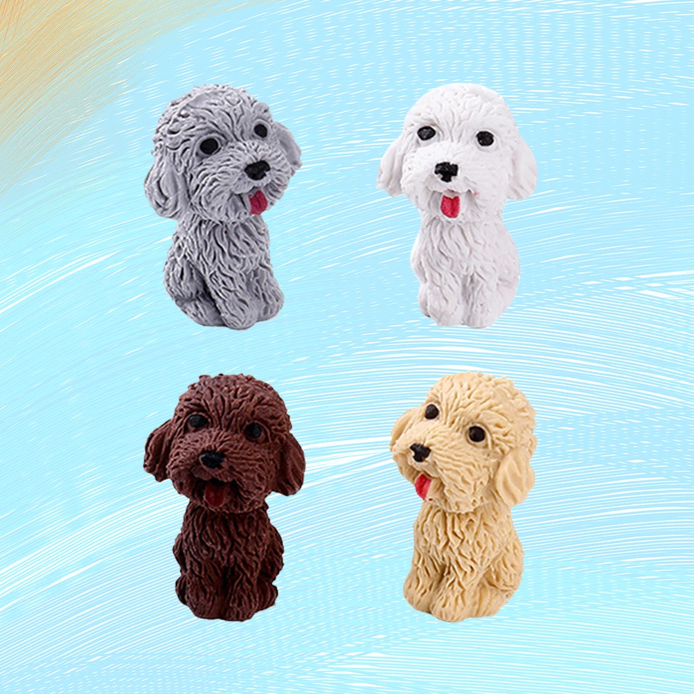 

4Pcs Dog Shape Rubber Erasers Pencil Erasers for School Classroom Painting Stationery Student Gifts Pencil Eraser