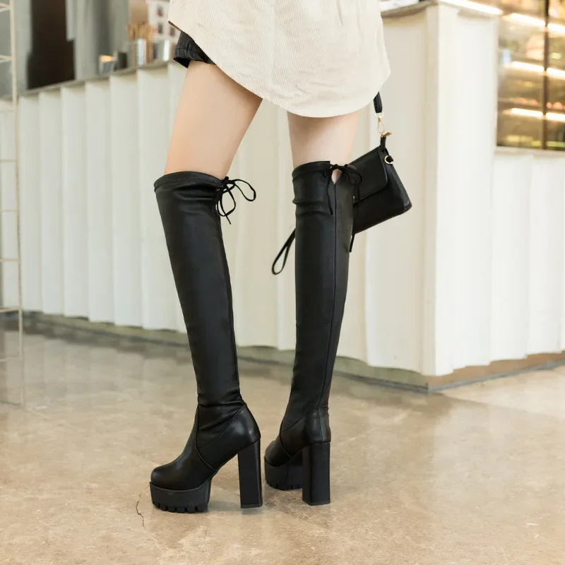 European and American fashion over the knee boot 2023 new stovepipe women boots 15 cm super high with long boots sexy high boots