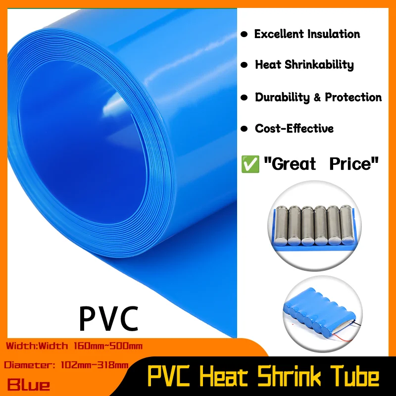 

1 ~ 10m Blue 160mm ~ 500mm Lipo Battery Pack Insulated Cable Sleeve Protection Battery Film Wrap PVC Heat Shrink Tube 18650