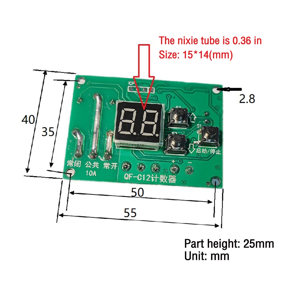 0.36inch 2-Digit Counter Module 5V 12V 24V Timer Relay Programmable Delay Relay Module Cycle Timer With LED Display Relay Output