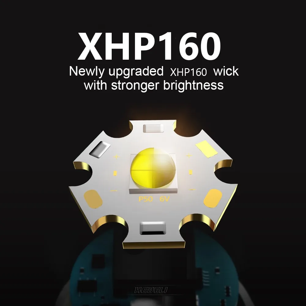 XHP160 Diving Flashlight Super Bright Scuba Dive Flashlights IPX8 Waterproof Diving 500M Underwater Diving Fishing Flash Light