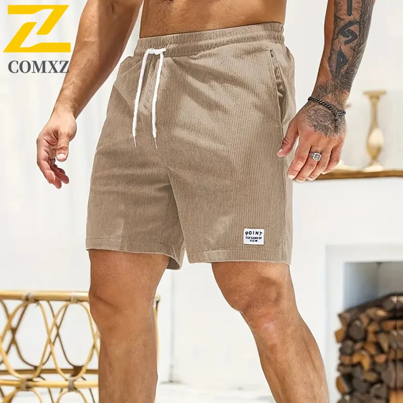 

Мужские вельветовые шорты-брюки для бега, баскетбола, тренировок, пляжа, фитнеса, с боковыми карманами, летние, для мужчин