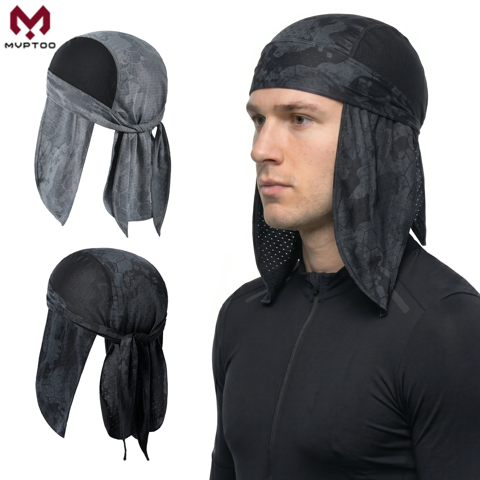 Summer Cooling Skull Cap Quick Dry Breathable Cycling Helmet Liner Sweat Wicking Do Rag Bandana Hat for Running Outdoor Sports