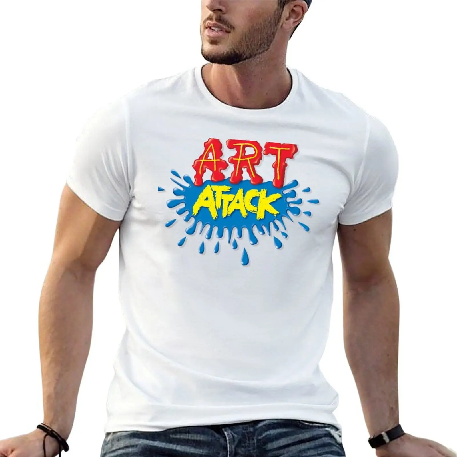 Art Attack White T-Shirt gifts for boyfriend oversized t shirt mens t shirt graphic
