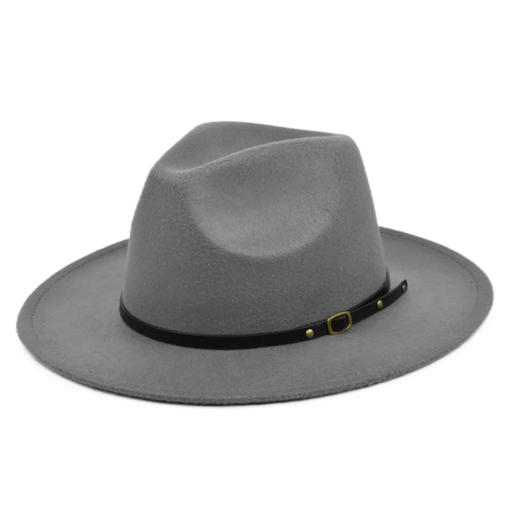 1 PC Men Fashion Simple Solid Color Vintage Wide Brim Hat Church Party Felt Jazz Cap Fashion Travel Hats