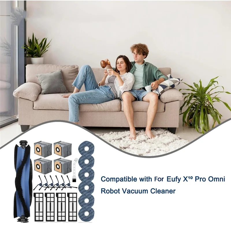 A76G-For Eufy X10 Pro Omni Vacuum Cleaner Main Side Brush Hepa Filters Mop Cloth Dust Bags Accessories