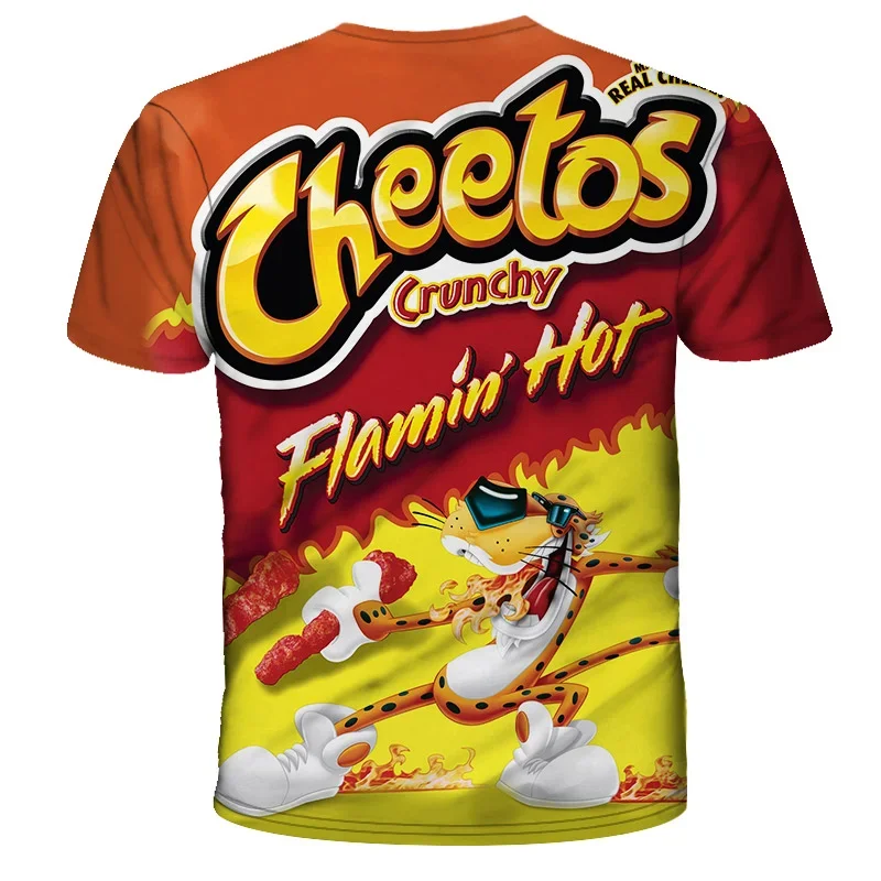 2024 New Hip Hop Men/Women Unisex Summer Tops Tees Fashion 3D Cheetos Fast Food Loose Clothing Oversized T-shirt