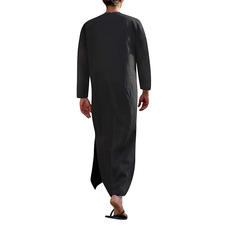 Vintage Islamic Arabic Kaftan Men\'s Long Sleeve V-Neck Muslim Clothes For Casual Wear In Dubai