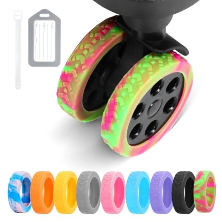 Luggage Wheel Covers, 8 PCS Silicone Wheel Protector Covers for 2-2.6 Inch 8-Spinner Wheels, Wear-Resistant, Anti-Noise, +Green