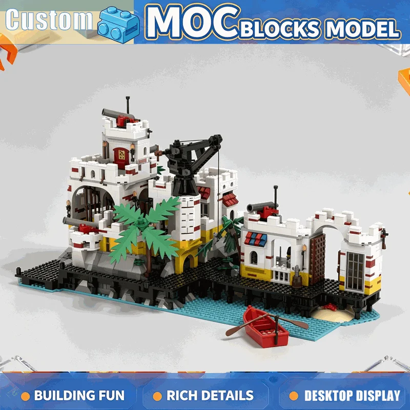 636PCS Lagoon Pirate Fortress Building Blocks Set Connectable Castle Model Cannon Sail Boat DIY Assembly Educational Toy Gifts