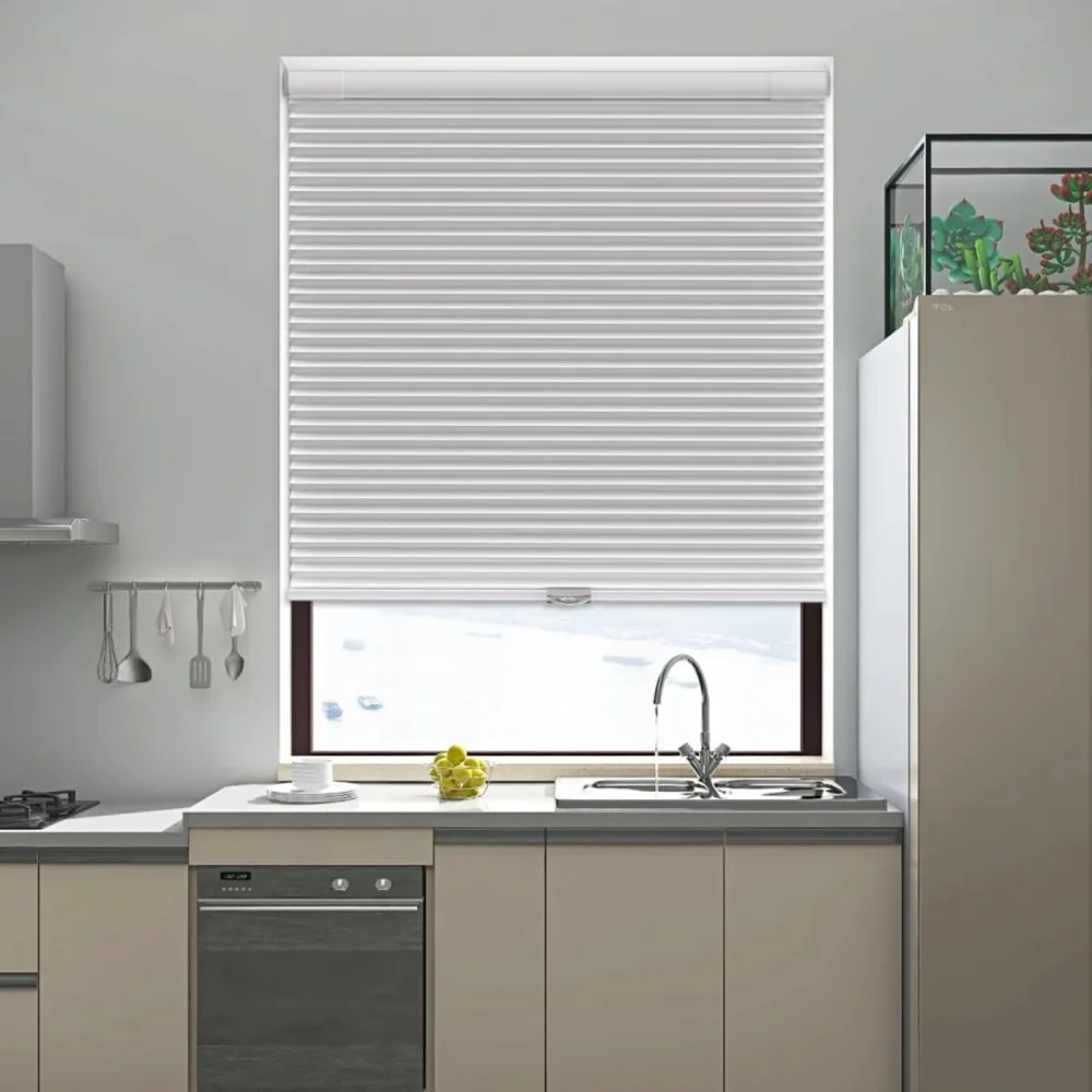 لا الحفر تعتيم ظلال التوتر الستائر الخلوية اللاسلكية للنوافذ الداخلية لا الحفر لا أدوات نافذة الستائر ظلال سحب