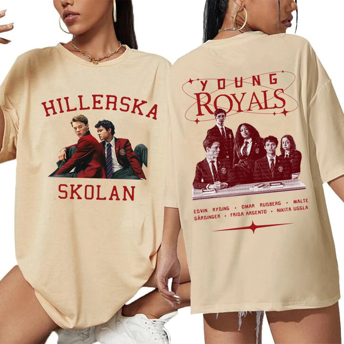 2024 Hot Young Royals Hillerska Skolan T-Shirt Hillerska School Shirt Summer Oversized (Us Size)