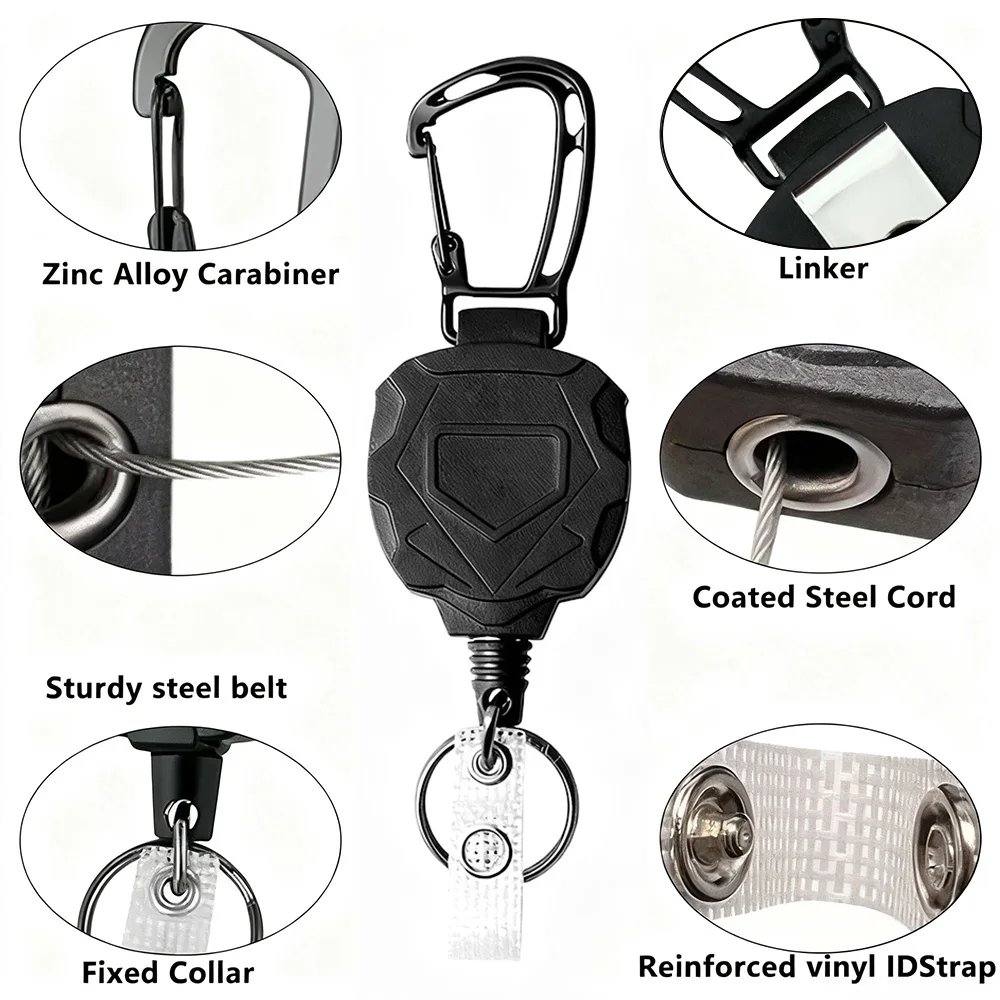 شارة بكرة كليب بطاقة الائتمان حلقة تسلق المفاتيح حافلة غطاء بطاقة حافظة قابل للسحب بكرة شارة الثقيلة حامل الهوية أدوات متعددة #3