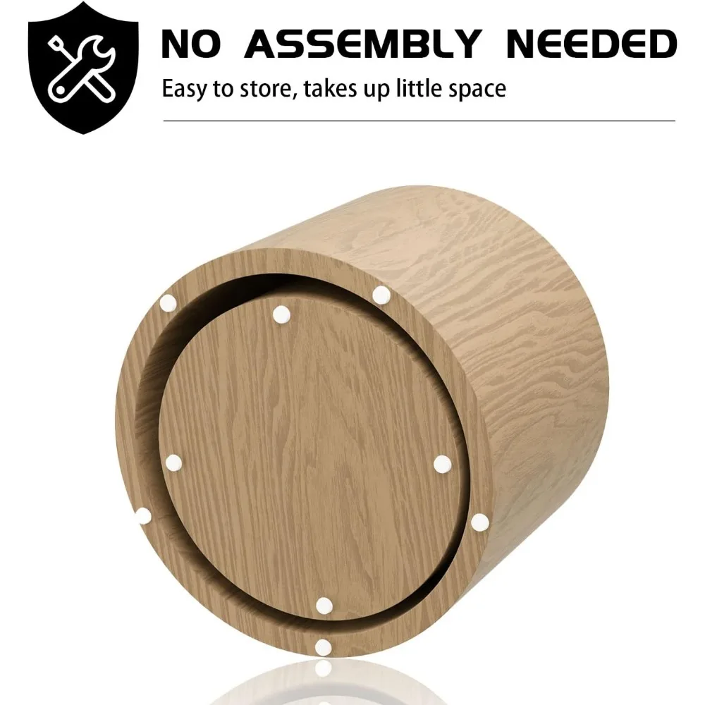 Pair of Round Coffee Tables: Wooden Nesting and End Table Set, Small Circle Drum Side Tables for Living Room and Office Use