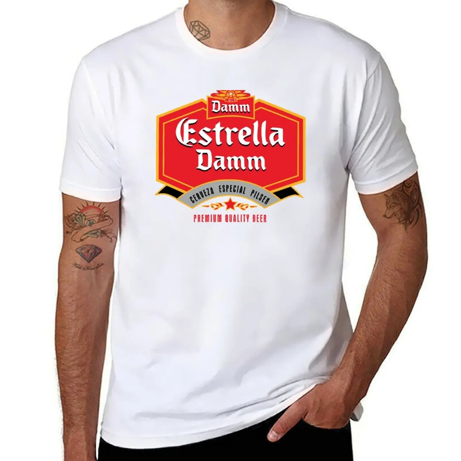 Camiseta Estrella-Damm, camisetas de diseñador para hombre, camiseta divertida gráfica
