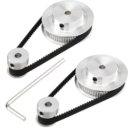 2 Sets GT2 Synchronous Wheel 20&60 Teeth 5mm Bore Aluminum Timing Pulley with 2pcs Length 200mm Width 6mm Belt