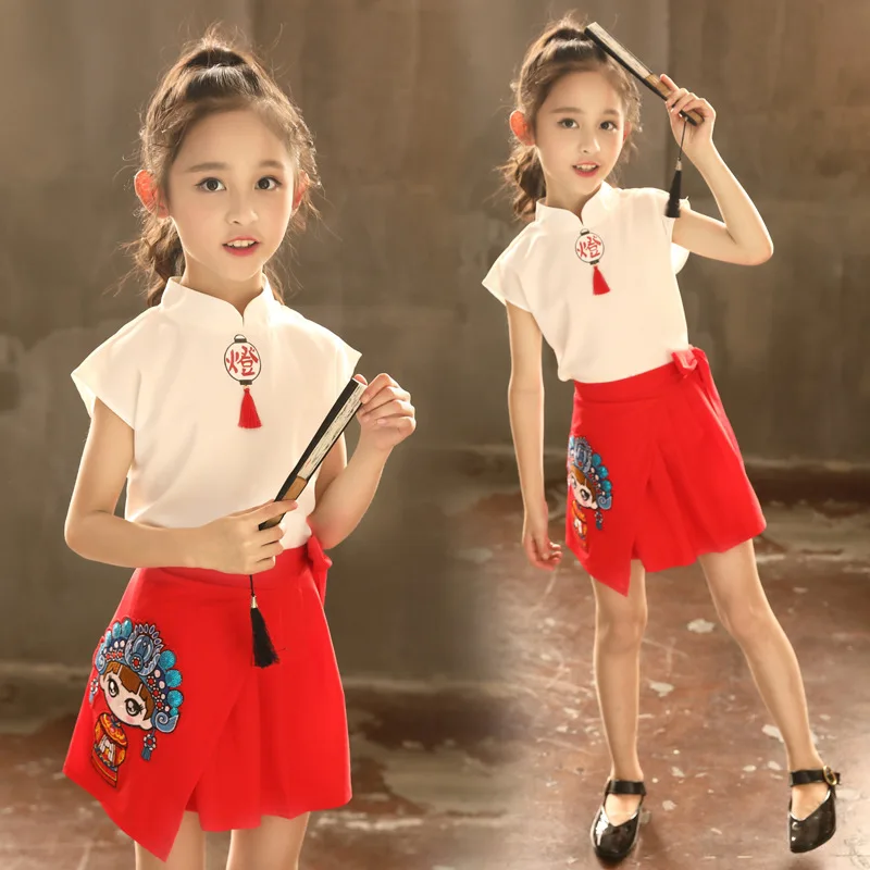 

Girls' Summer Clothes Net Red Suit Skirt 2022 New 7-year-old Girls' Foreign Style Han Clothes Girls' Summer Fashionable Ancient