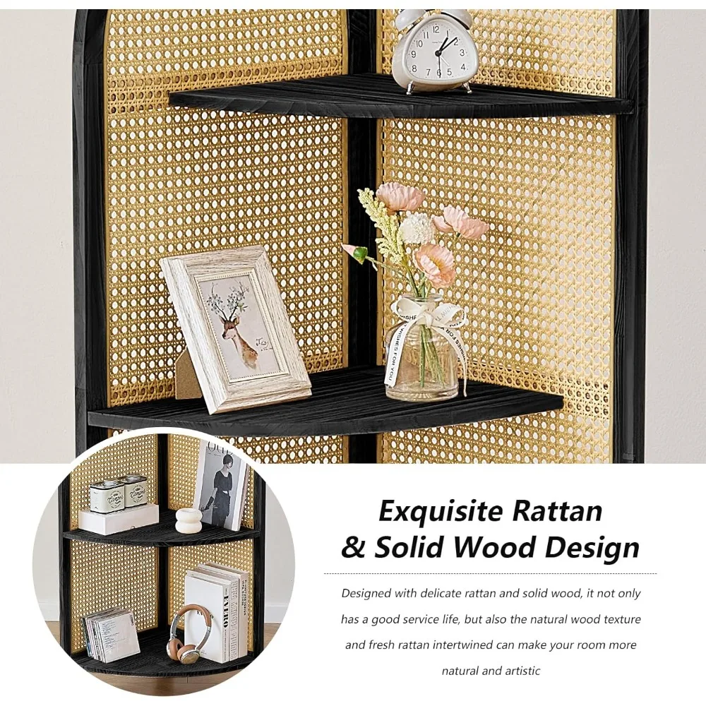 رف كتب زاوية من خشب الصنوبر مع أرجل، بطول 5.6 أقدام، تصميم بسيط من 4 طبقات، حل رفوف زاوية موفرة للمساحة