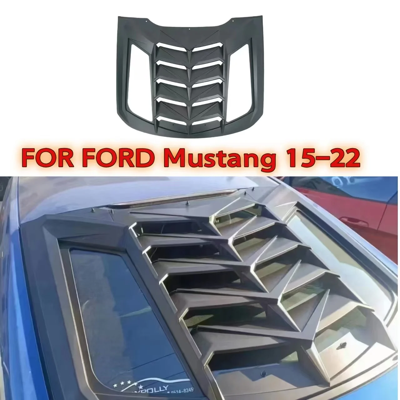 

For Ford Mustang 2015-2022 Carbon Fiber Rear Window Decorative Louver Car Diffuser Shutter Grill Covers Frame Body Kit