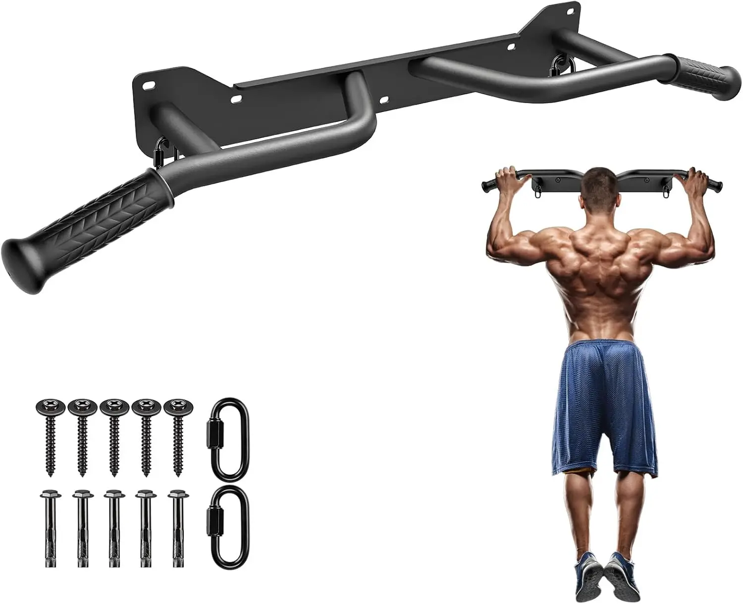 Hochbelastbare Wandmontierte Klimmzugstange für Türrahmen, Multifunktionale Klimmzugstange, Tragbare Fitness-Türstange, 39 Zoll Wandmontierte Klimmzugstange