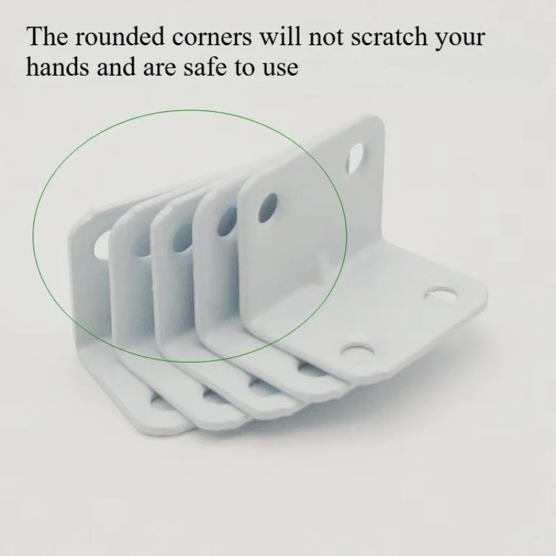 10Pcs White Iron Angle Code 90 Degree Right Angle Corner Brackets Hardware Furniture Connectors