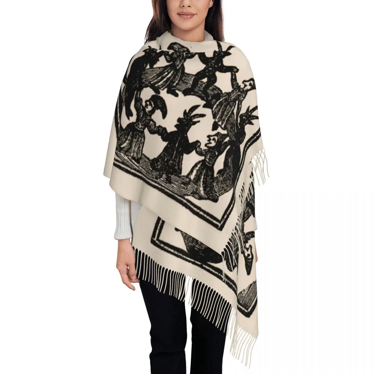 Custom Printed HalloweenWitch Witches Circle Dance Scarf Men Women Winter Warm Scarves Shawls Wraps