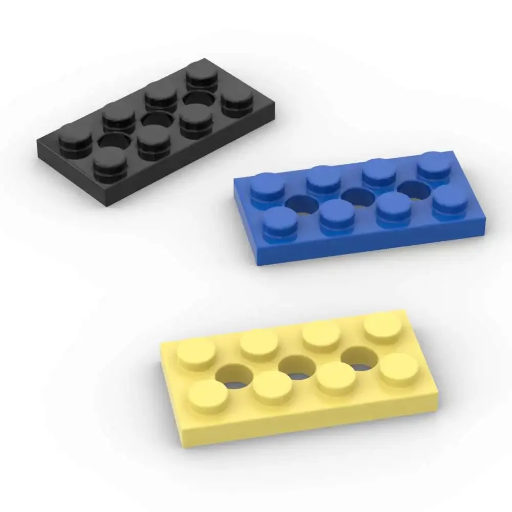 MOC 10PCS Part Brick 3709 2x4 With 3 Hole Plate Holes Building Blocks Set High-Tech Board DIY Puzzle Particle Toy Children Gifts