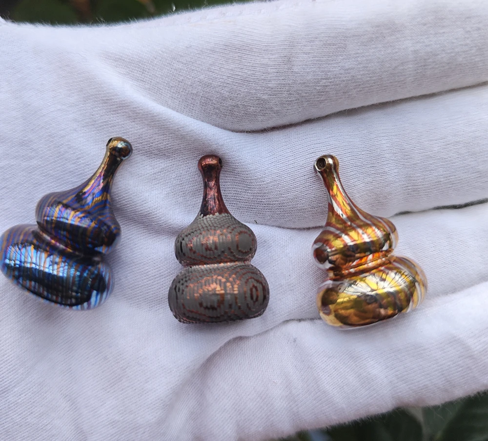 1 Piece Titanium Damascus , Brass damascus , Superconductor Gourd Creative EDC Necklace Pendant