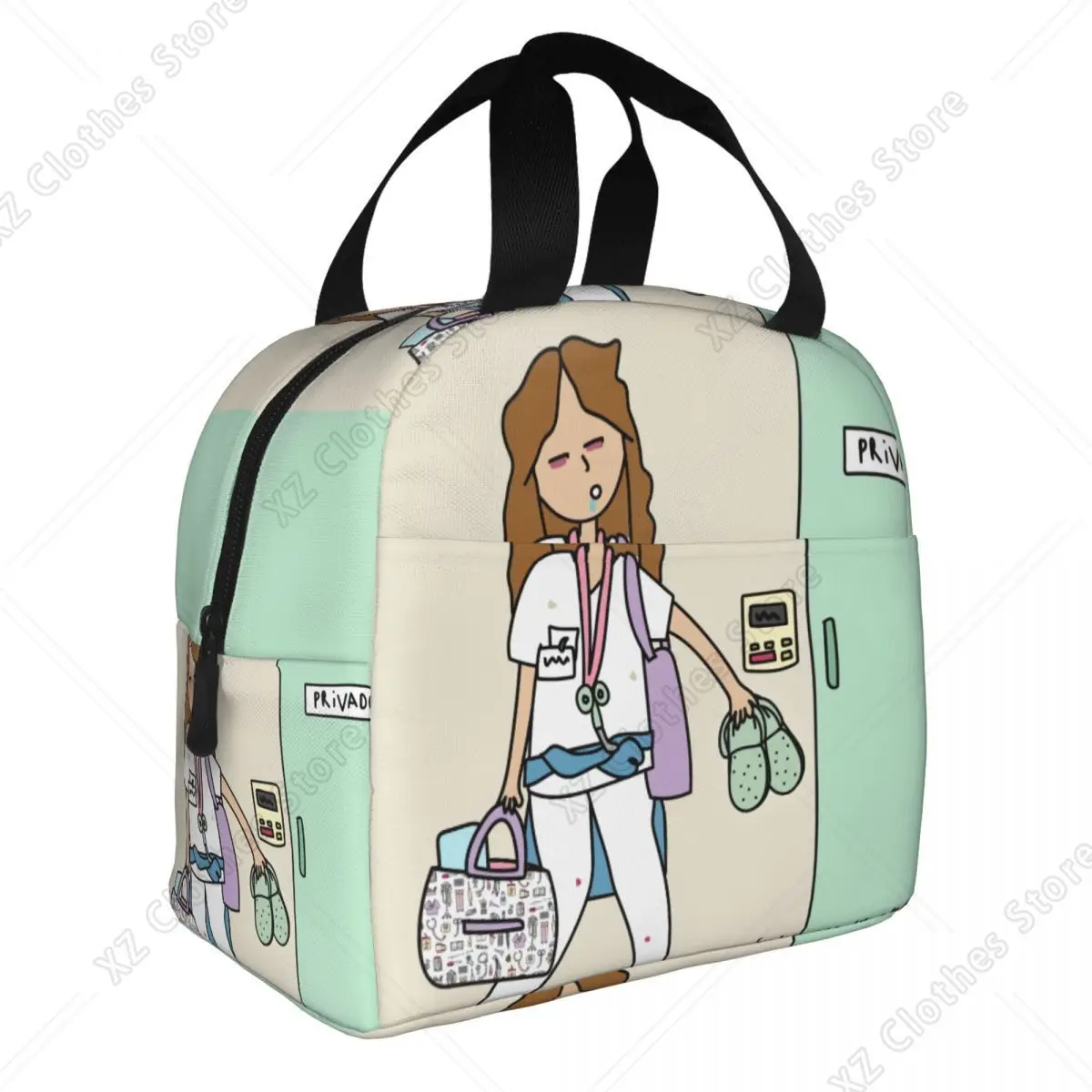 Custom Enfermera En Apuros Doctor Nurse Medical Health Insulated Lunch Bag for Women Portable Cooler Thermal Lunch Box School