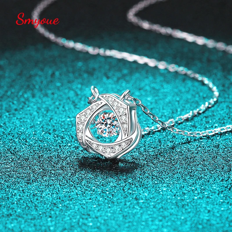 

Smyoue S925 Solid Silver 0.3CT Moissanite Pendant for Women Sparkling Beating Heart Girl's Necklace Simulated Diamond Wholesale