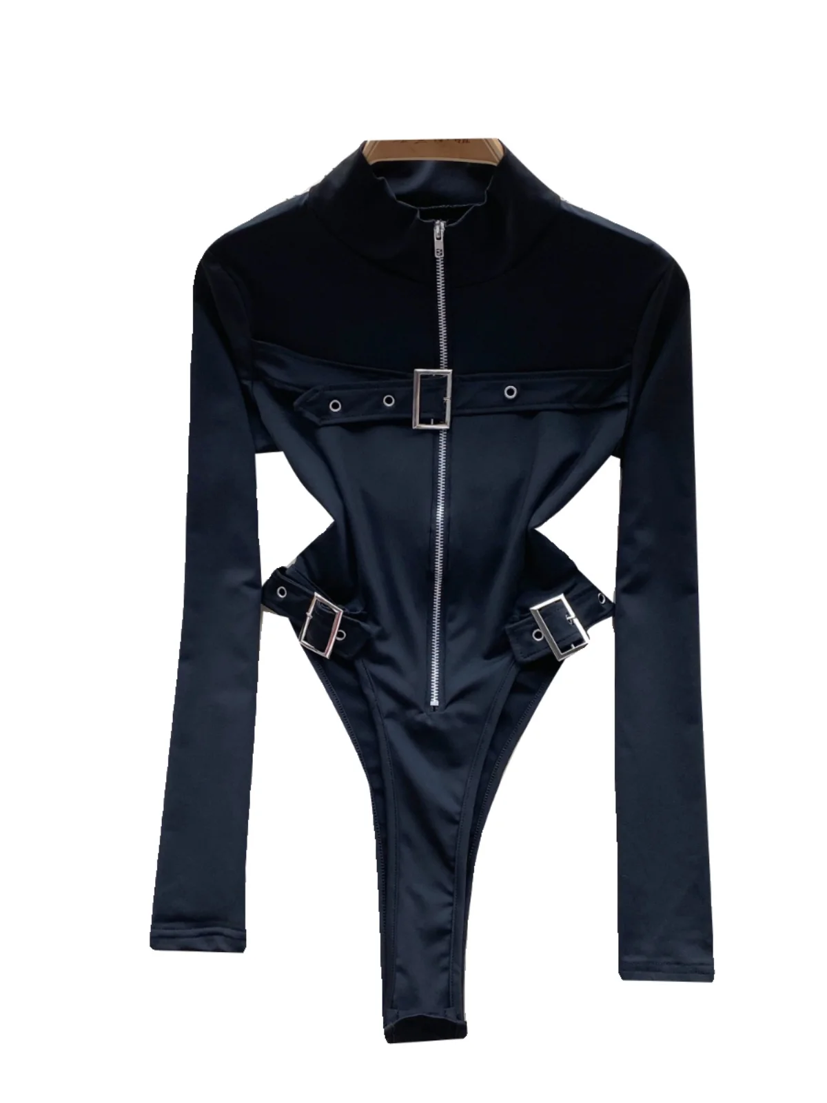 

Spicy Girl Onesie Women's Tight Fit High Collar Autumn Winter Street Sle Zipper Design Commute High Waist ort Pants