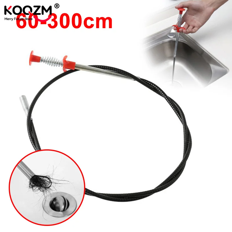 60-300cm Spring Pipe Dredging Tools Drain Cleaner Sticks Clog Remover Cleaning Tools Household For Kitchen Bending Sink Tool