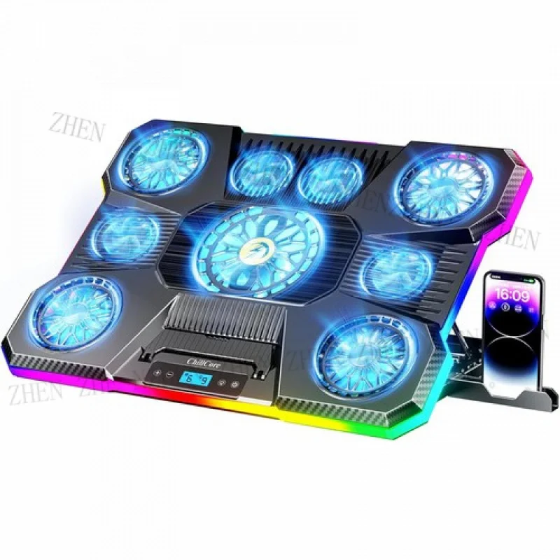 Y  FOR ChillCore Laptop Cooling Pad, RGB Lights Laptop Cooler 9 Fans for 15.6-19.3 Inch
