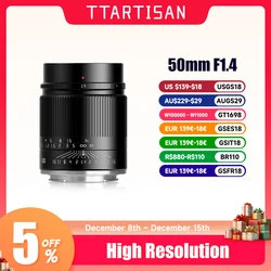 TTArtisan 50mm F1.4 ASPH Lenti con messa a fuoco manuale full frame per fotocamere Sony E Canon RF Nikon Z Sigma Lumix Leica L mount