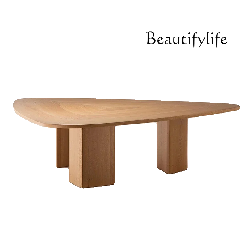 

Medieval style designer oak solid wood dining table Italian minimalist modern special-shaped conference table